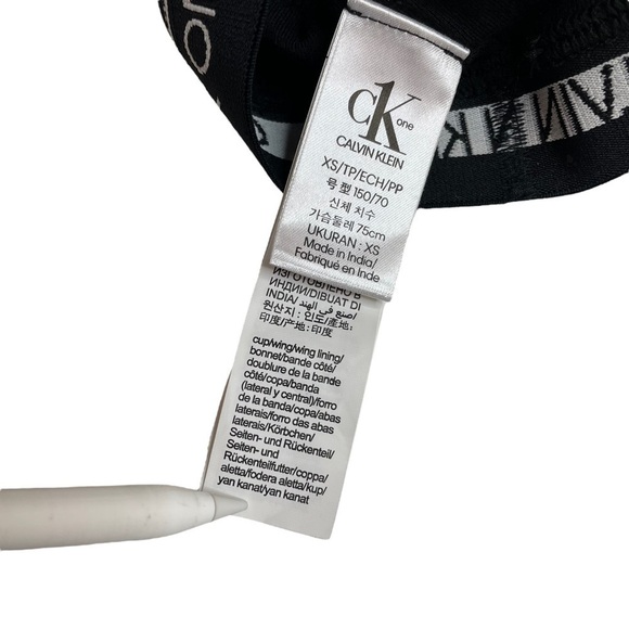 Calvin Klein CK One Bralette Unlined Cotton Blend Black White XS New - Picture 6 of 8